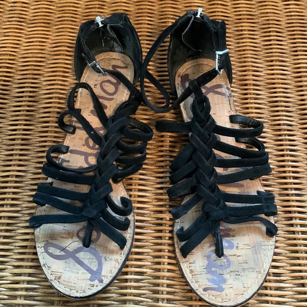 Sam Edelman Black Suede Sandal, 8M, EUC
